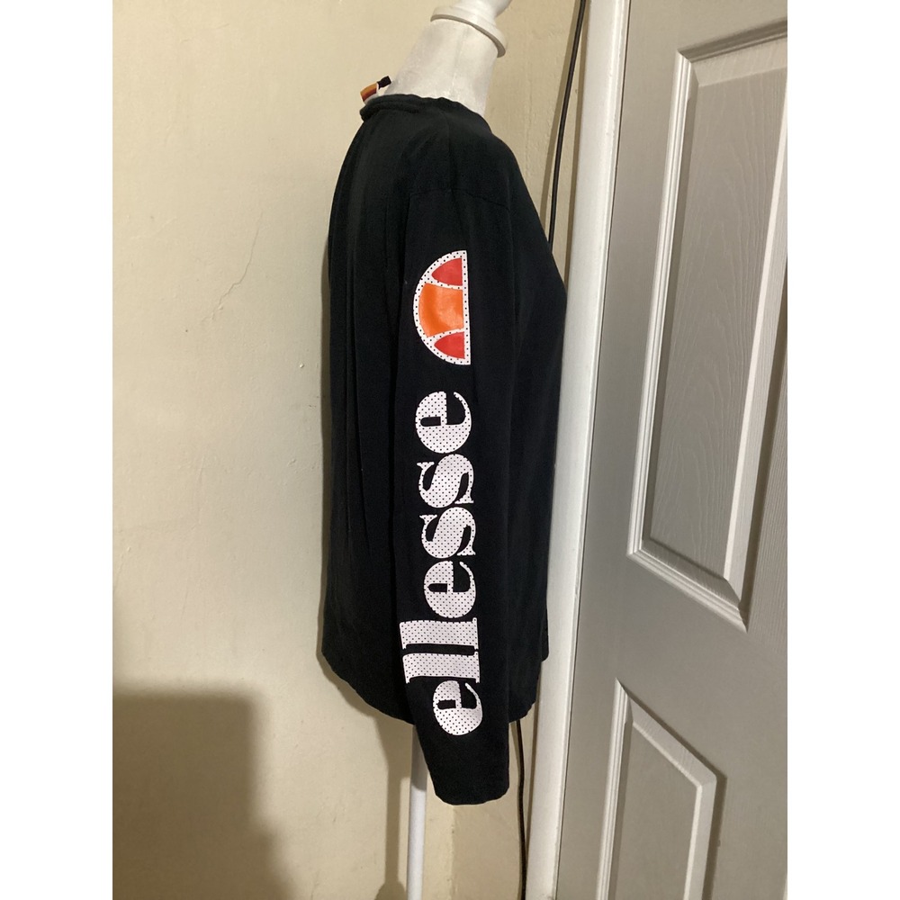 Ellesse Black Long Sleeve T Shirt Graphic Print Logo Women Size 10